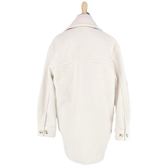 ARITZIA WILFRED FREE The Ganna Merino Wool Shirt Jacket in Heather Bone Size 2XS - Picture 3 of 8